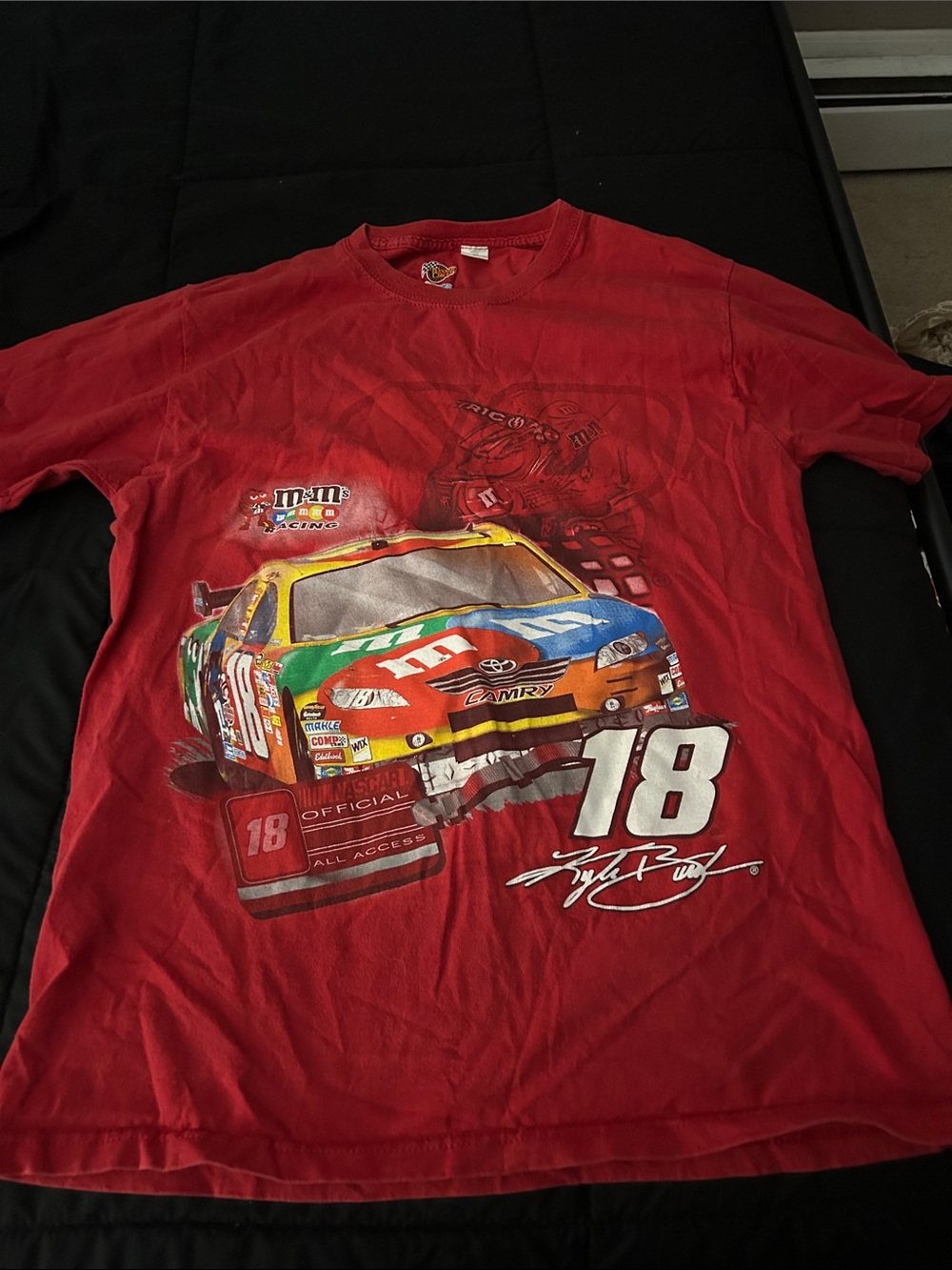 NASCAR Kyle Busch #18 M&M’s Racing Winners Circle Graphic Tee Red Medium